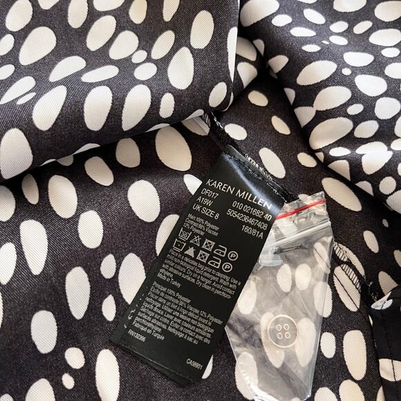 Karen Millen Black White Cheetah Animal Print Long Sleeve Midi Dress Size 4 NWT - Picture 11 of 13